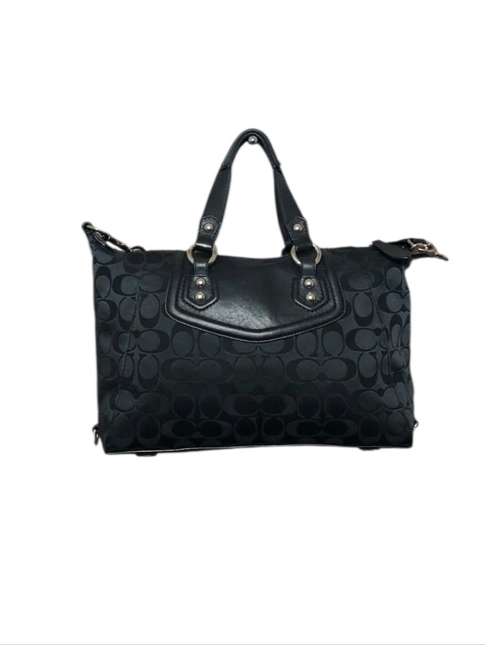 Coach Ashley Signature C Jacquard & Leather Shoulder Satchel W/ Chrome HW F19242 - Picture 7 of 13
